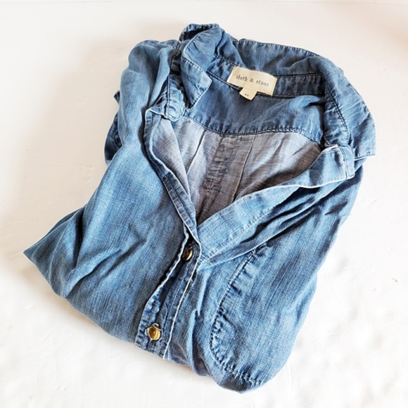 ANTHRO Cloth & Stone Chambray Bell Sleeve Top XS - Picture 8 of 8